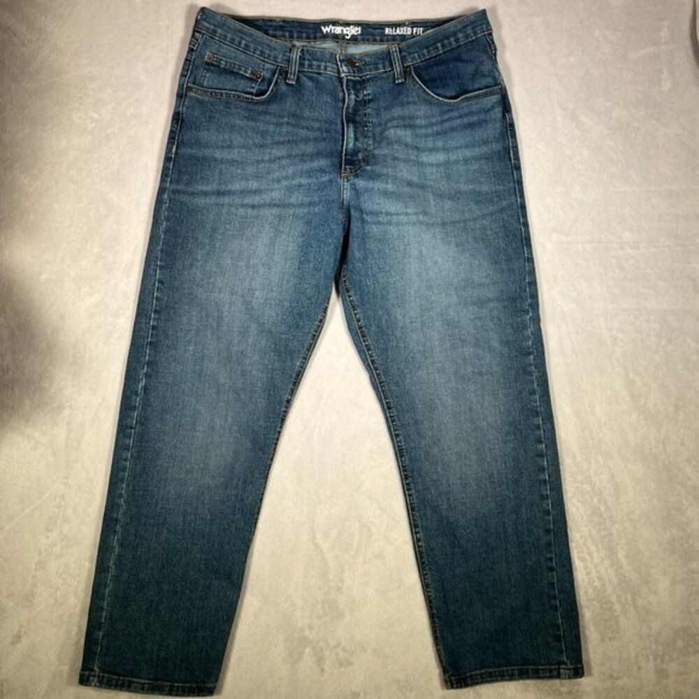 Wrangler Jeans Mens 36/29 Blue Denim Straight Leg Relaxed Fit Cowboy Chore Work